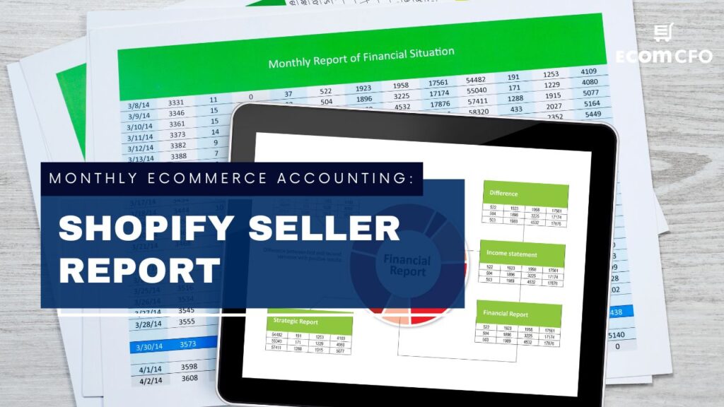 Monthly Shopify seller financial report on tablet.