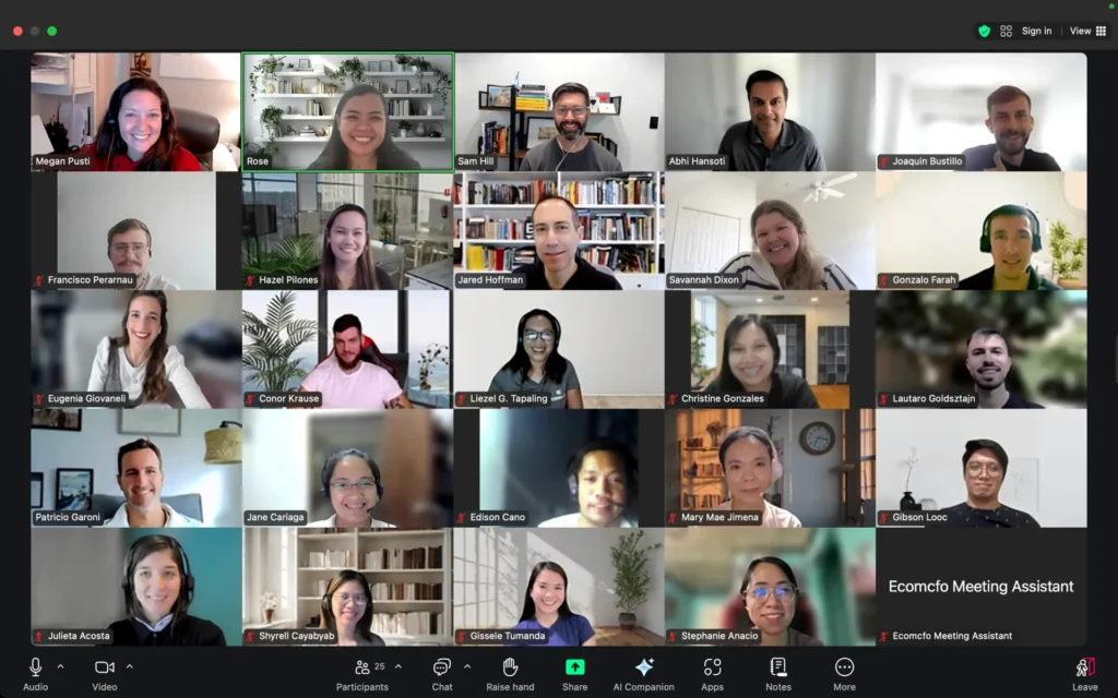 Group video call with diverse participants.