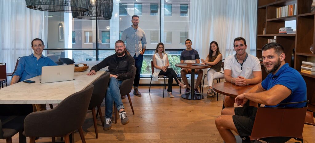 Team meeting in modern office setting